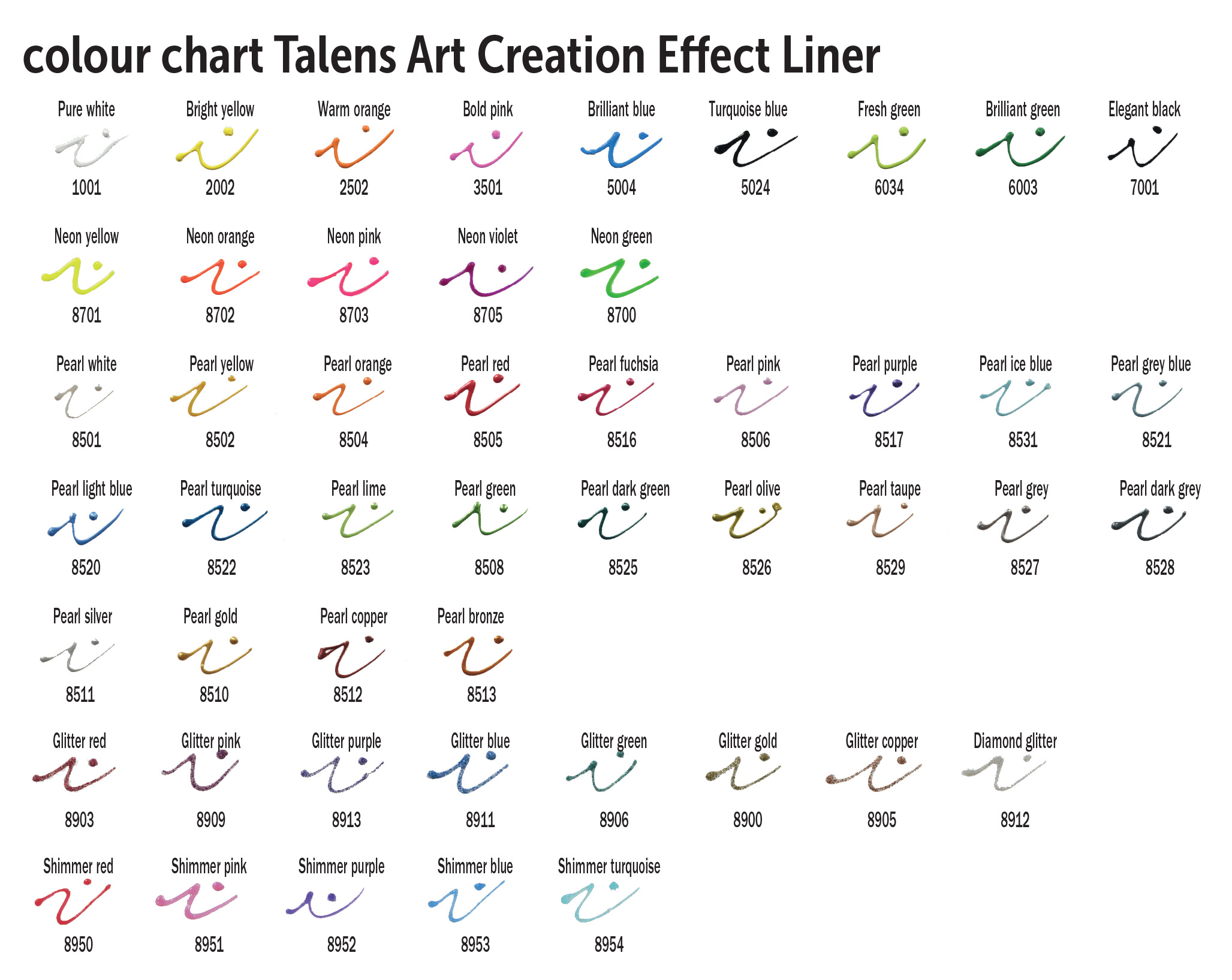 TAC Effect liner colour chart